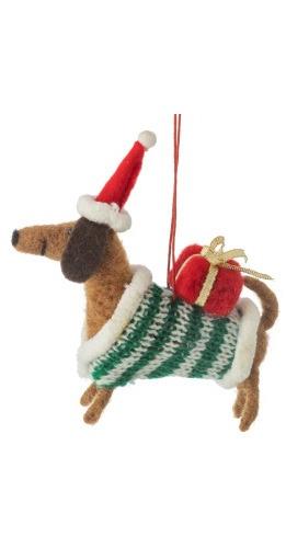 Dachshund w/Knit Vest Ornament