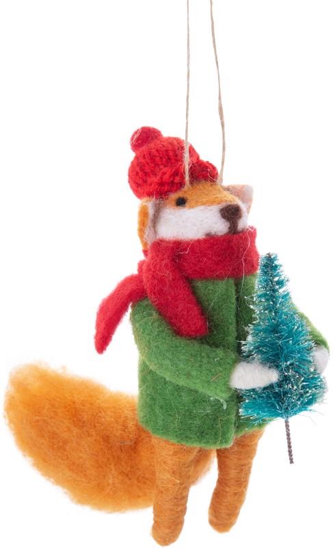 Fox with Tree Felt Ornament