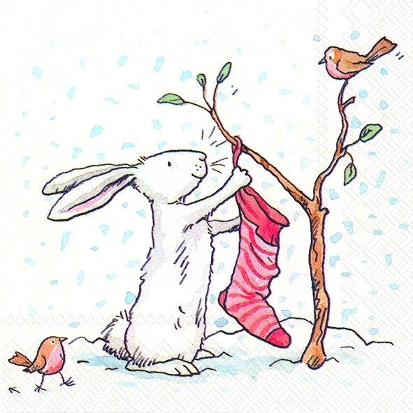 Charming Snow Rabbit Paper Lunch Napkins, Pack/20