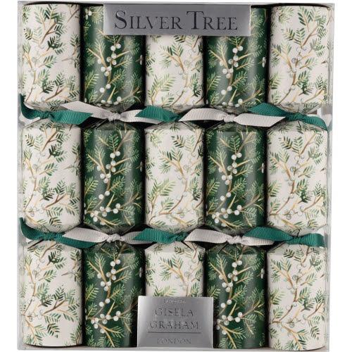 White Vine & Berry Christmas Crackers, Set of 10