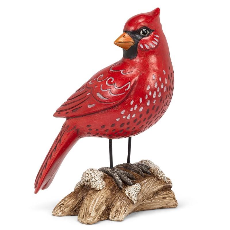 Standing Cardinal on Log Statuette