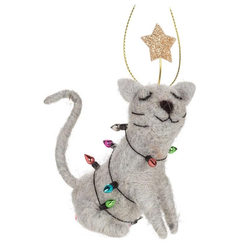 Sitting Cat with Lights Ornament