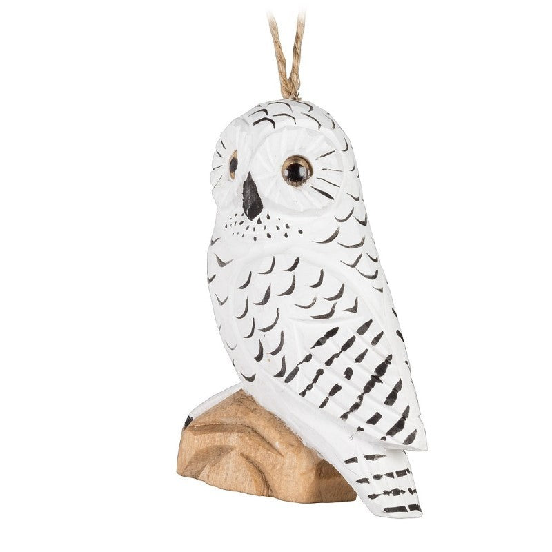 Wooden Snowy Owl Ornament