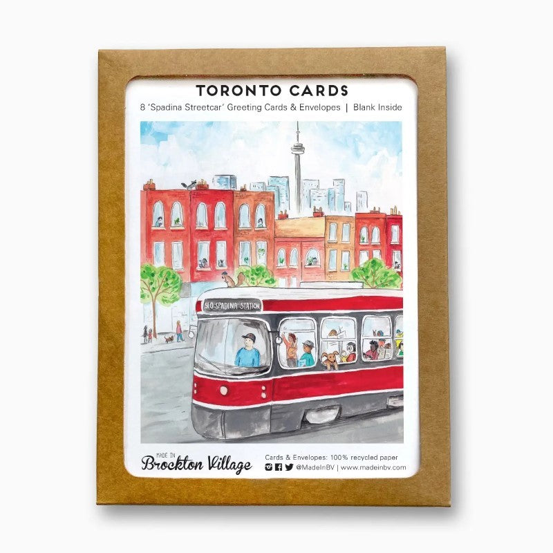Made in Brockton Village Spadina Streetcar Greeting Cards, Box of 8
