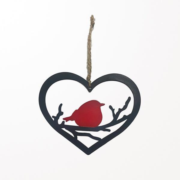 Little Red Bird in a Hanging Heart