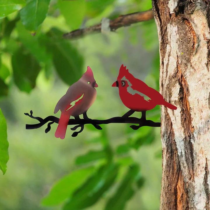 Metal Cardinals Tree Stake