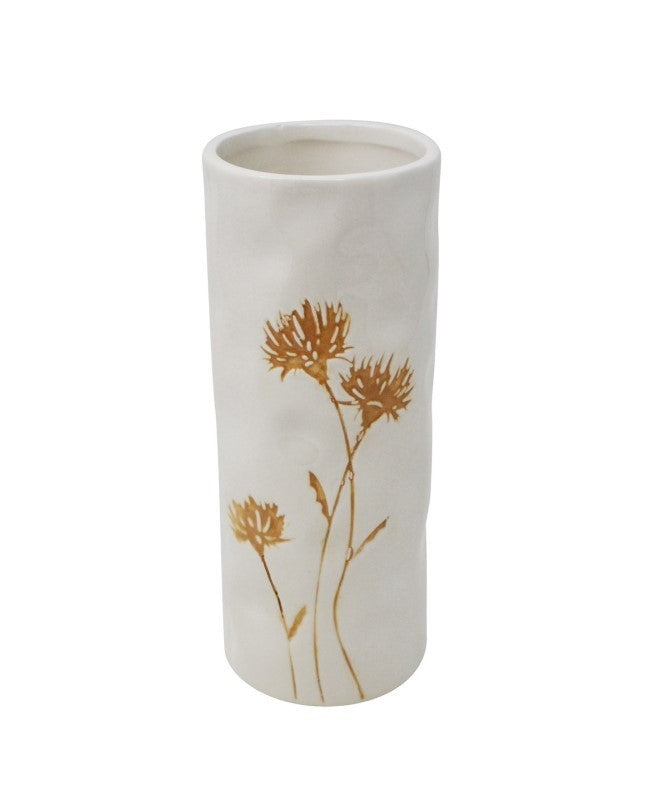 Ceramic Daisies Vase, 7.5"H