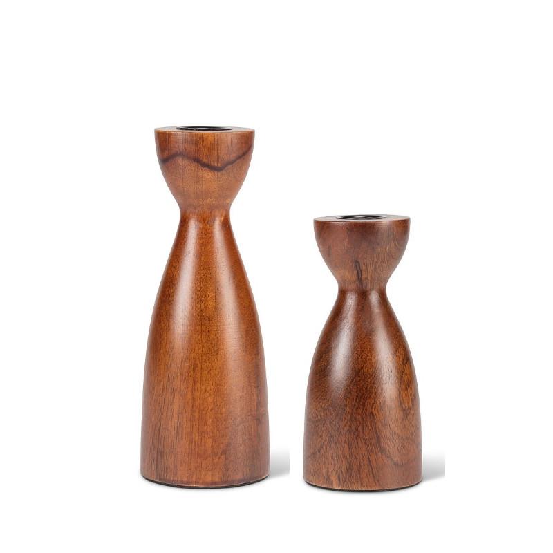 Curvy Walnut Taper Candle Holder