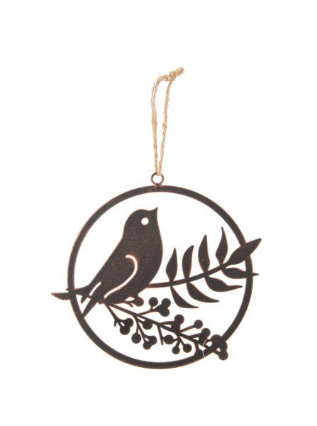Round Bird On Berry Branch Wall Décor