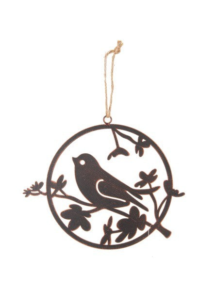 Round Bird On Flower Branch Wall Décor