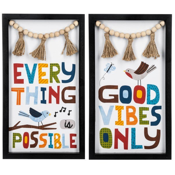 Bird Wall Décor with Beaded Tassels