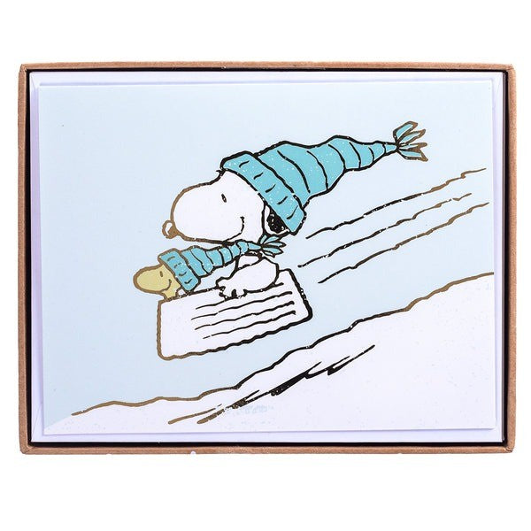 Snoopy Sledding Holiday Cards, Box of 15