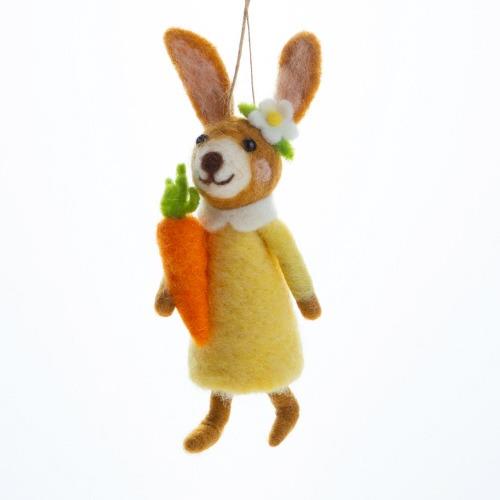 Felt Bunny In Yellow Dress Ornament