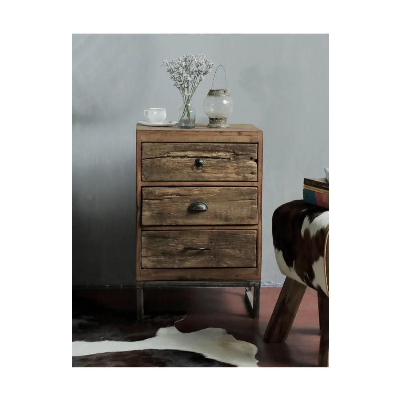 Locarno Driftwood 3 Drawer Bedside Table