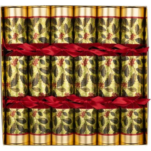 Walpert Antique Holly Flourish Christmas Crackers, Set of 6