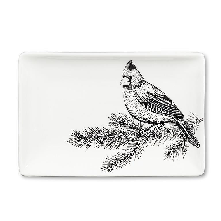 Winter Bird Rectangular Platter, 4"x6"