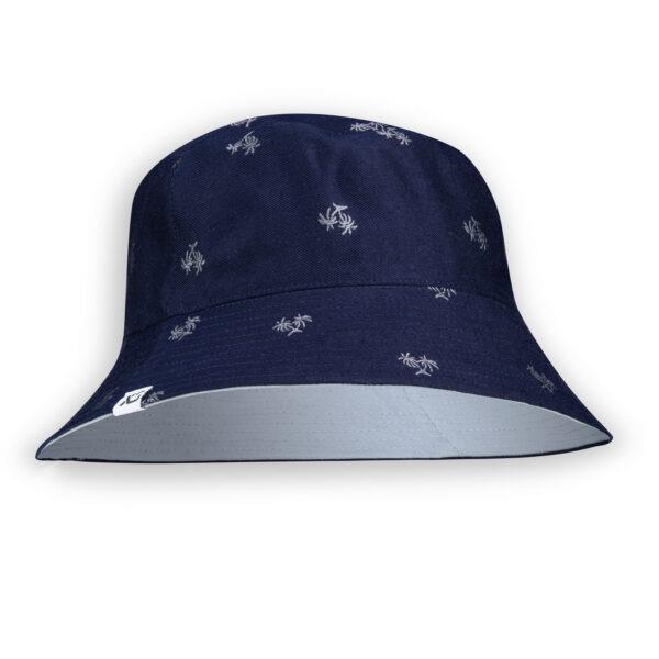 Navy Palm Reversible Bucket Hat