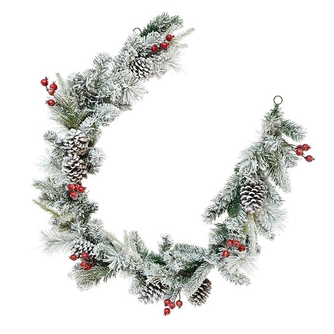 Snowy Pine & Berry Garland, 70"L