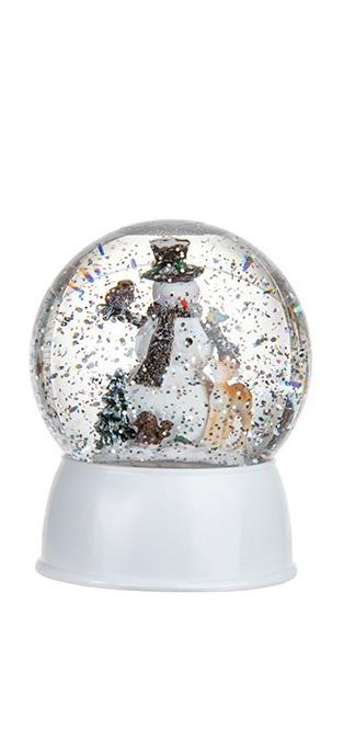 Snowman & Reindeer Snow Globe, 4"H