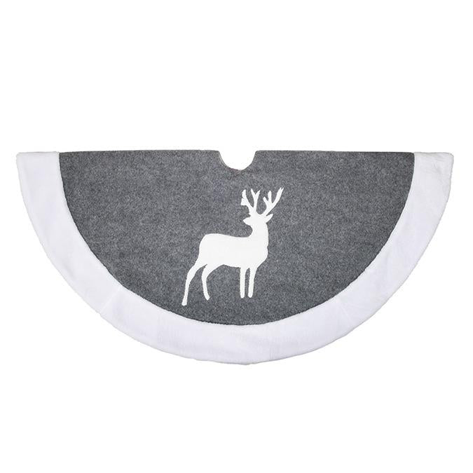 Gray Reindeer Felt Tree Skirt