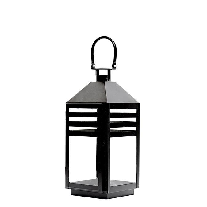 Black Metal Candle Lantern, 14"H