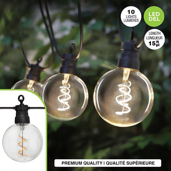 10 Jumbo Globe Warm White LED String Lights
