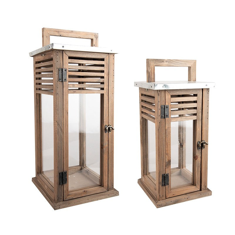 Antique Oak Candle Lantern