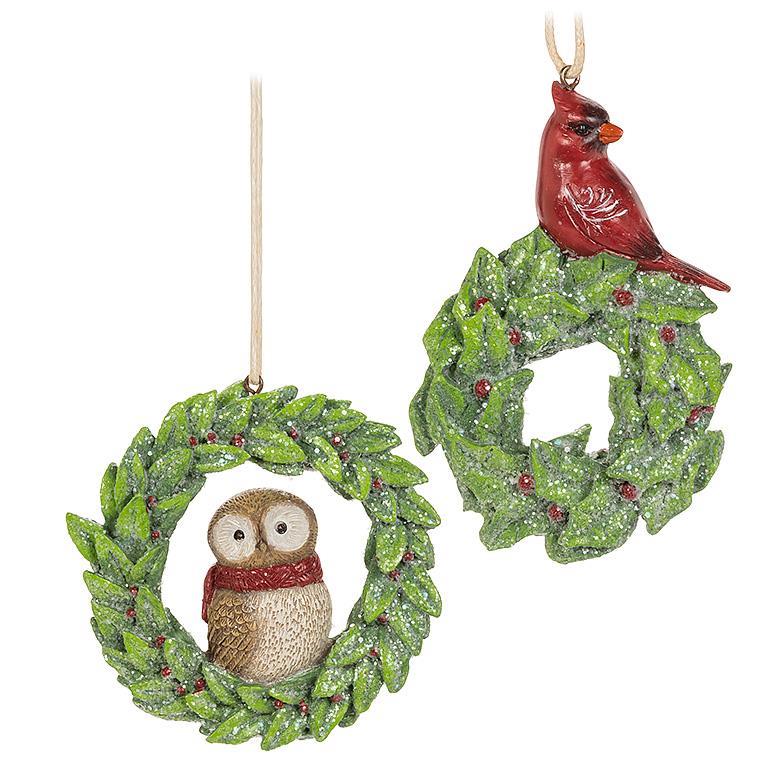 Bird On Wreath Ornament