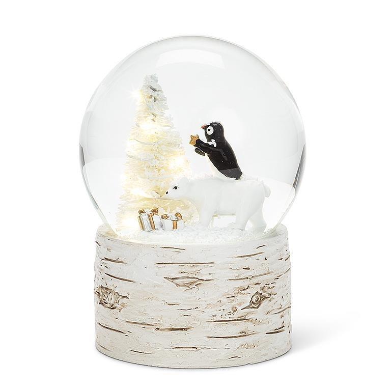 Penguin & Bear LED Snow Globe, 5"H