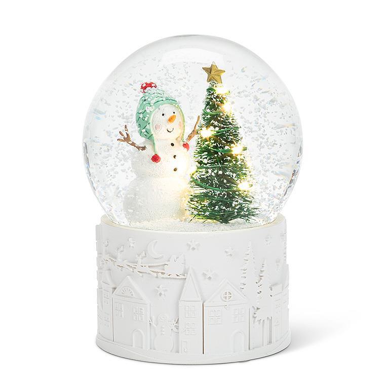 Snowman with LED Tree Snow Globe, 5"H