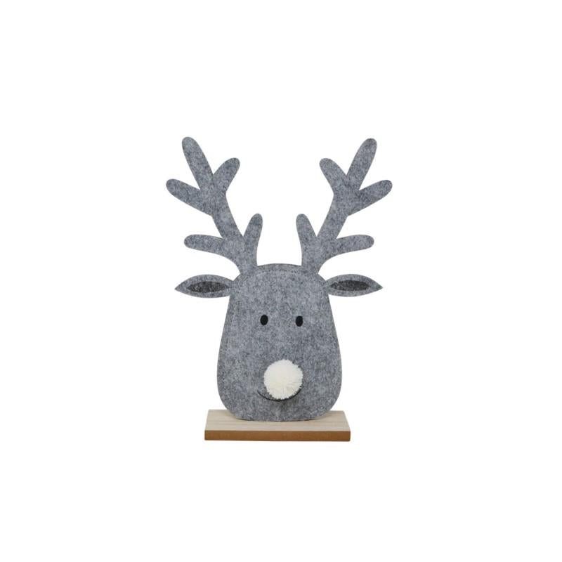 Grey Felt Deer Head, 12"H