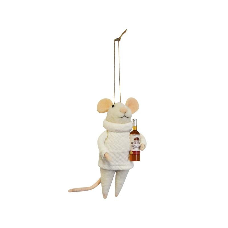 Mouse With Wine Bottle Ornament