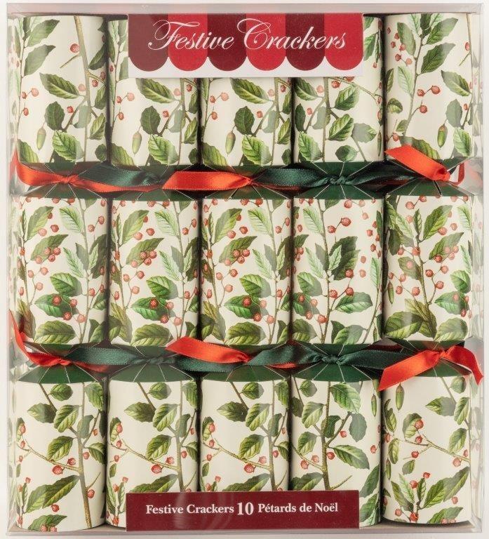 Evergreen Oak Christmas Crackers, Set of 10