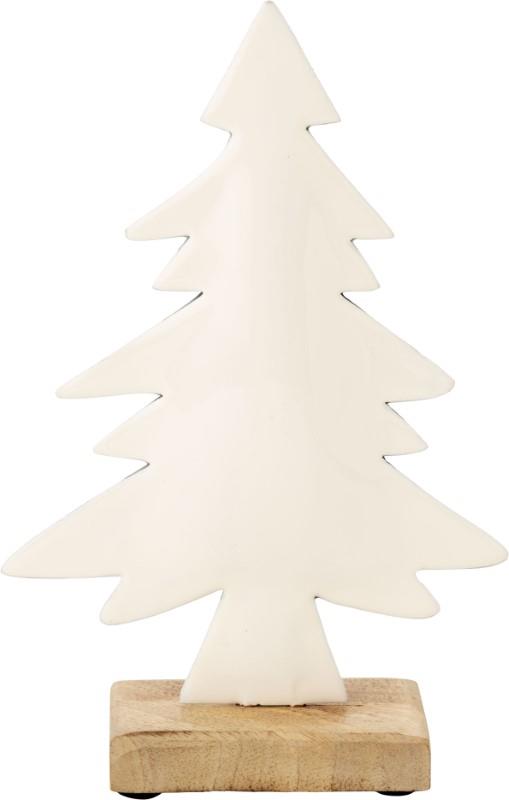 White Enamel Tree On Real Wood Base