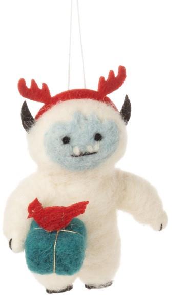 Abominable Snowman With Gift Ornament