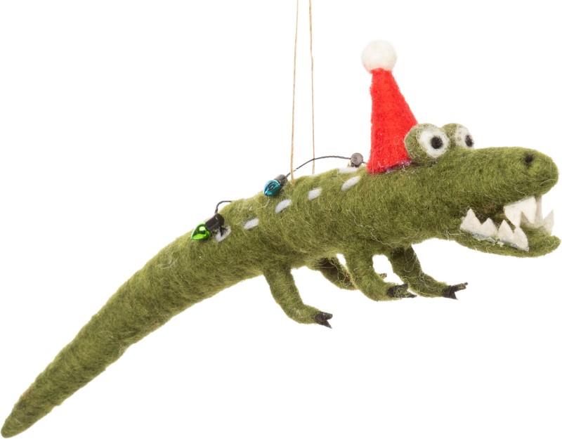 Alligator In Santa Hat Ornament