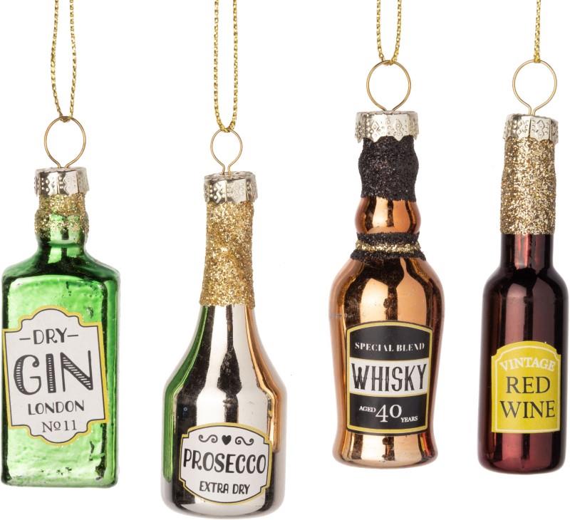 Liquor Bottle Ornaments, Set of 4