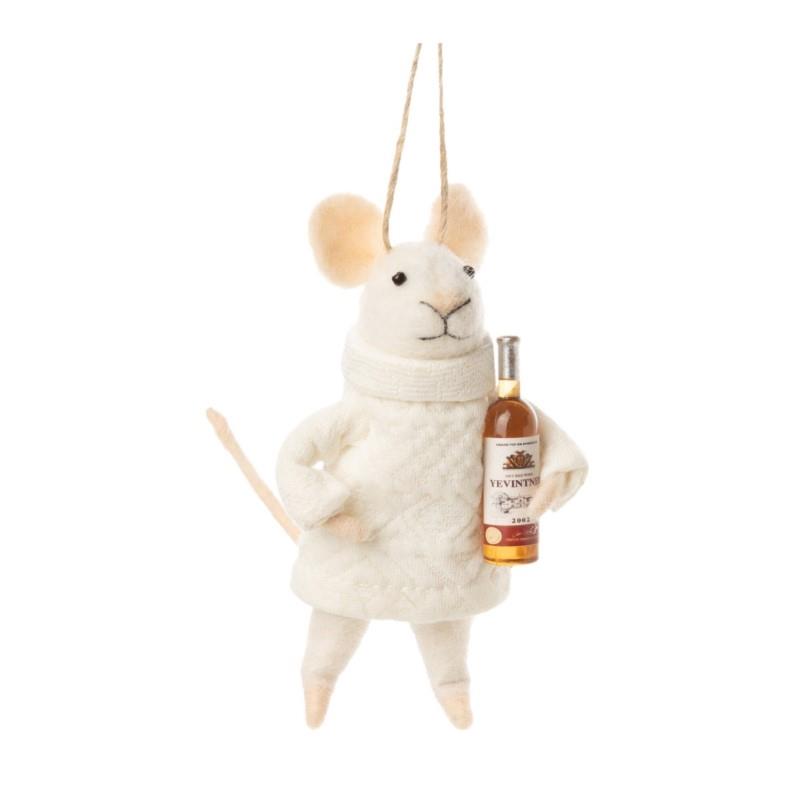 Mouse With Wine Ornament