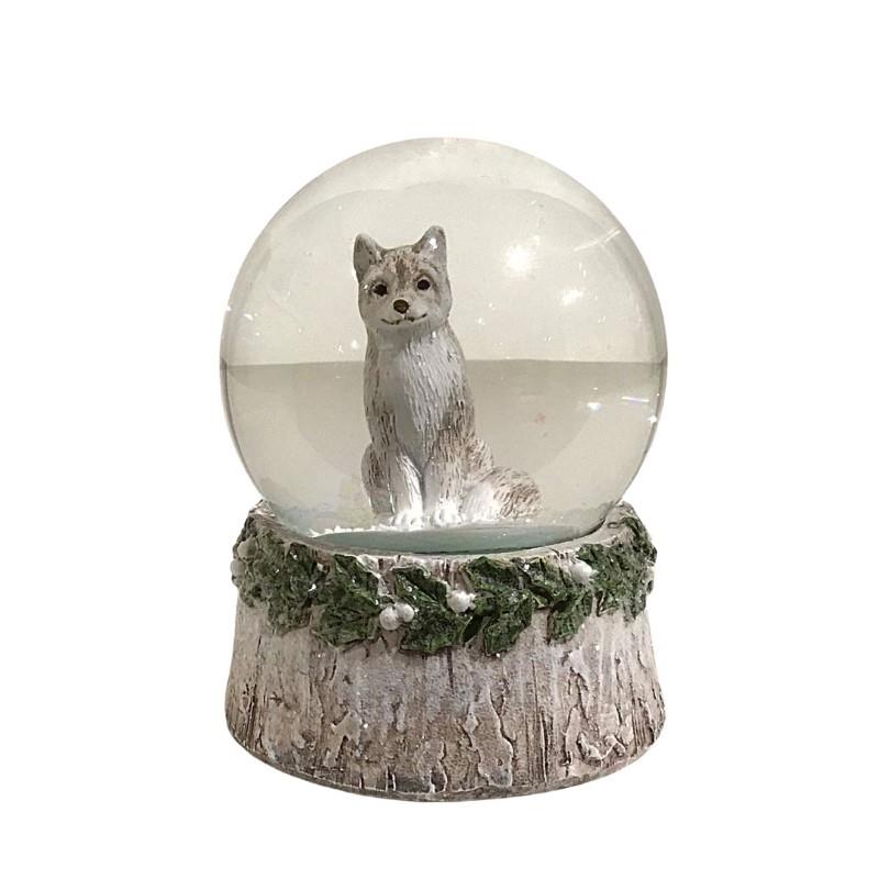 Arctic Wolf Snow Globe, 6"H