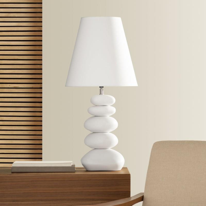 Oslo White Stacked Stone Table Lamp, 27"