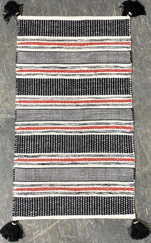 RichCasa Black w/Red Stripes Cotton Rug, 2.3' x 4' ft