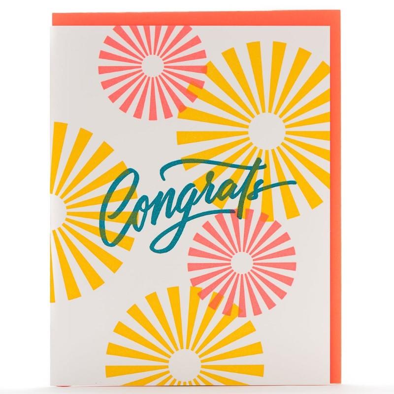 Congrats Calligraphy Burst Card