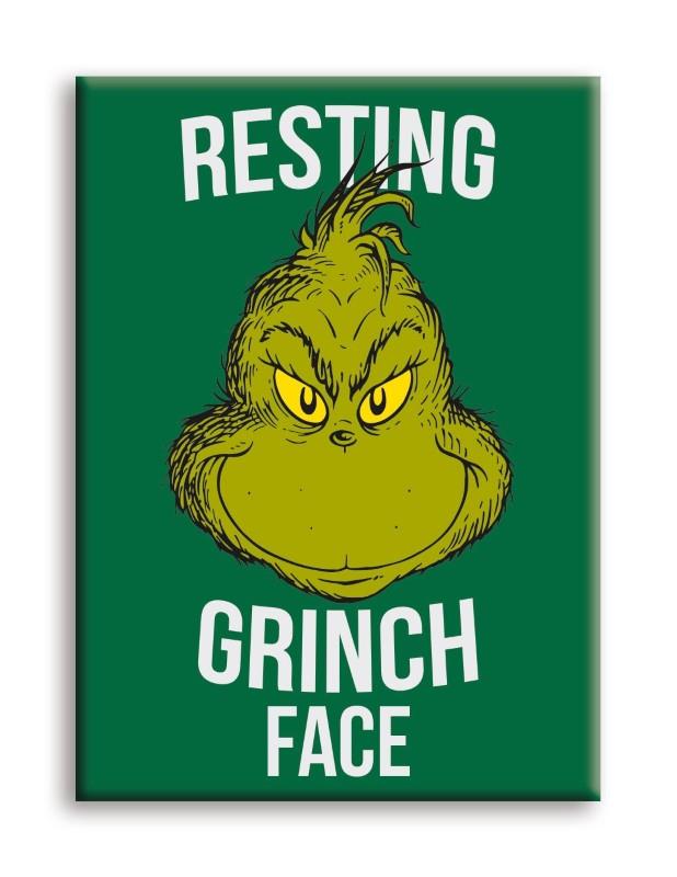 Resting Grinch Face Fridge Magnet