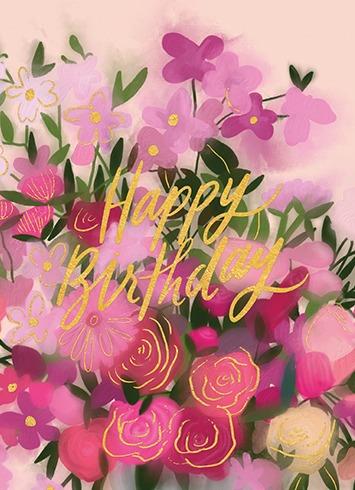 Pink Bouquet Birthday Card