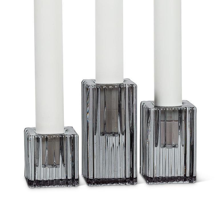 Ribbed Square Taper Candle Holder