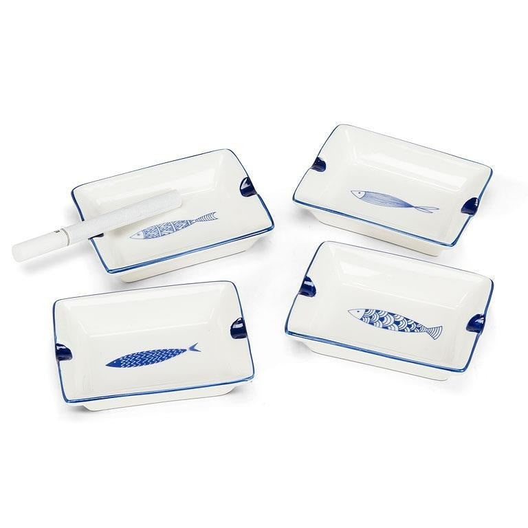 Small Rectangular Blue Fish Dish, 3&quot;L