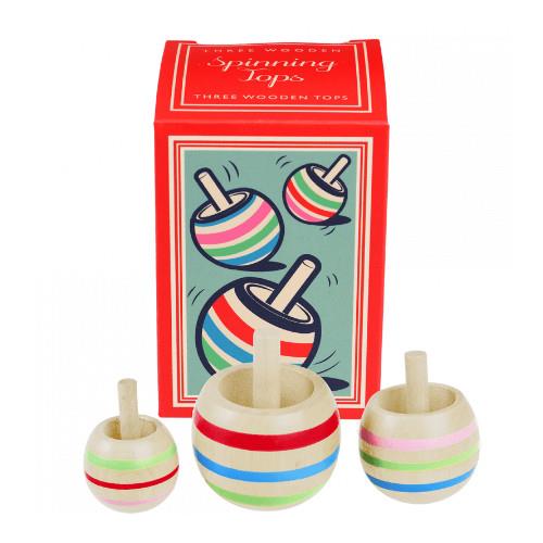 Wooden Spinning Tops, Set of 3