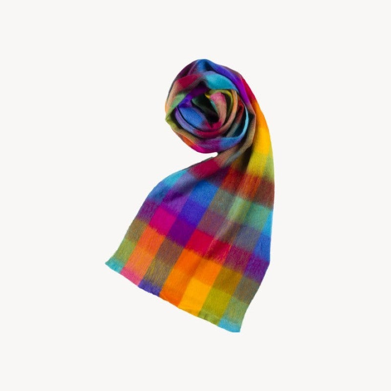 Pokoloko Alpaca Seamless Check Scarf, Multicolour