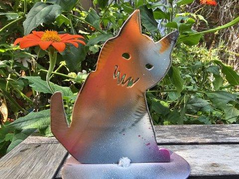 Orange Fat Cat Garden Statue
