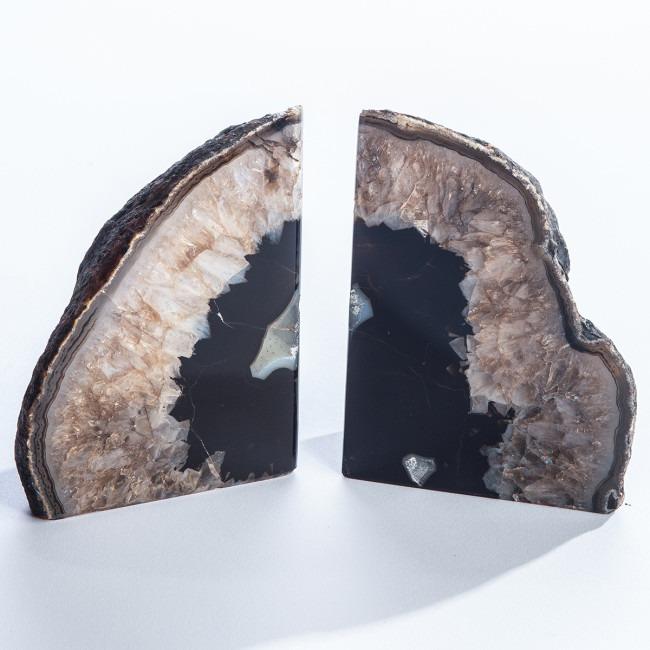 Geocentral Black Agate Bookend, Set of 2